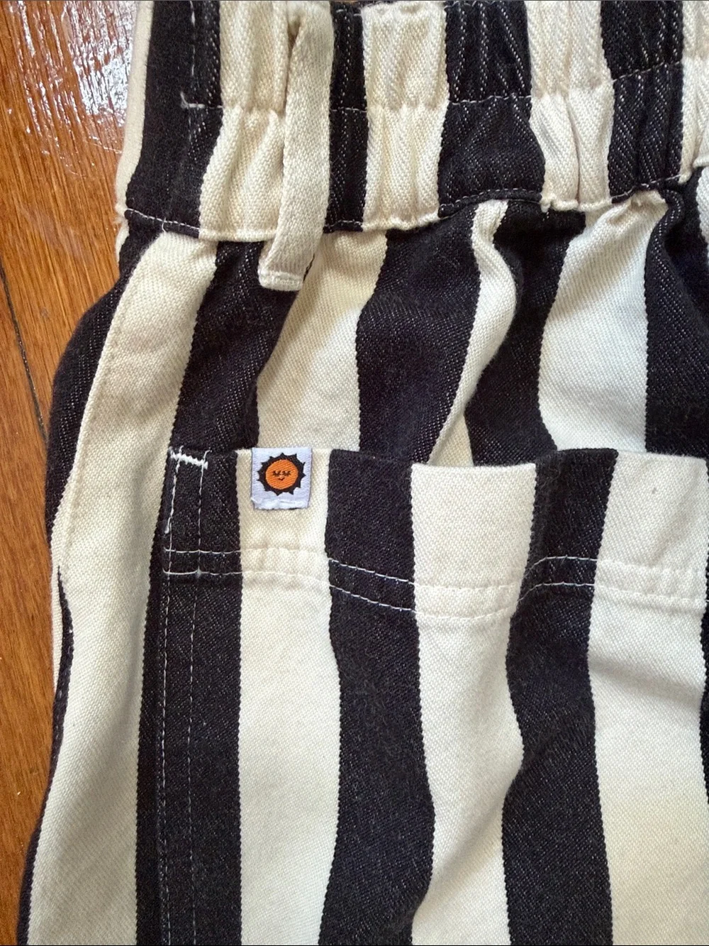 Big Bud Press Long Work Shorts Black and White Stripe Medium - Picture 8 of 9